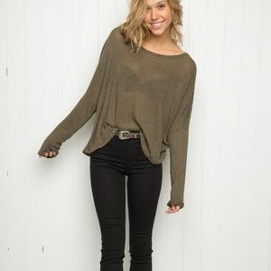 Brandy Melville Jazlene Long Sleeve Ribbed Shirt